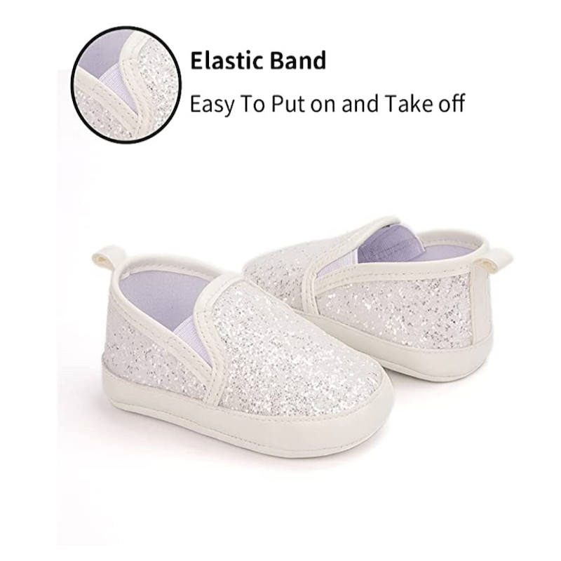 First Walker Sequin High Quality Moccasins Casual Comfortable Soft sole Flat Lazy Loafers baby toddler girl shoes White